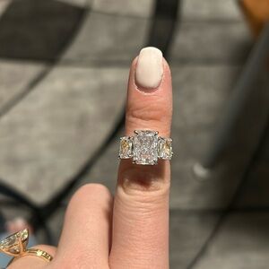 14k 5 ct total  plated moissonite  3 stone ring